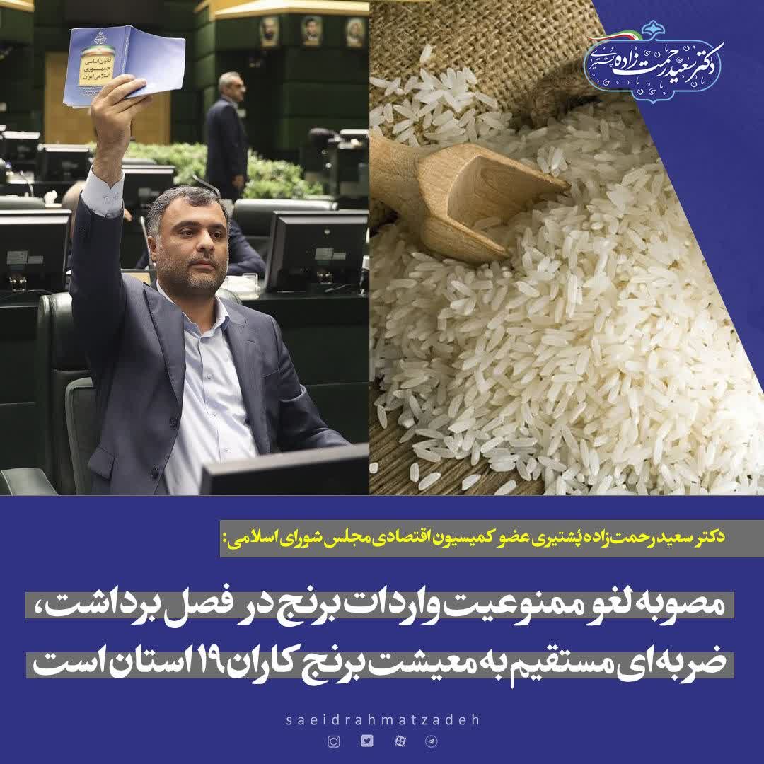 مصوبه لغو ممنوعیت واردات برنج خلاف صریح قانون است